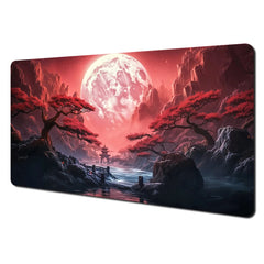 Red and black art landscapes large Mouse Pad anti-slip Durable Desk Mat