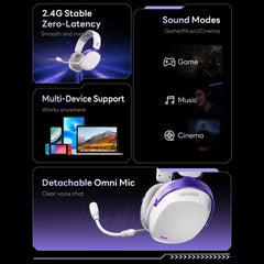 Akko Quad-Mode Wireless Gaming Headset — 7.1 Surround, 50mm Neodymium Drivers, ANC, Ultra-Low Latency