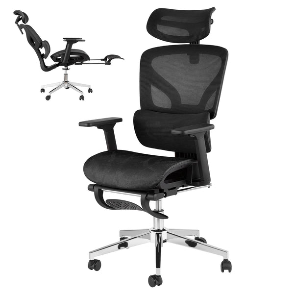 HiMISS Ergonomic High-Back Mesh Chair with 3D Armrests, Footrest & 145° Recline