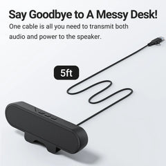 Computer Speaker High Definition Stereo Volume Control Easily Clamps Display  Gaming