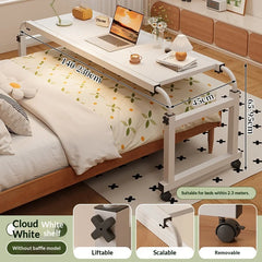 Height Adjustable Folding Laptop Desk — Portable Rolling Computer Table