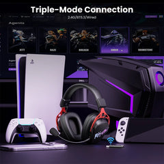 RK Tri-Mode Wireless Gaming Headset — 50H Battery, 7.1 Surround, ENC Dual-Mic, RGB, Bluetooth 5.2