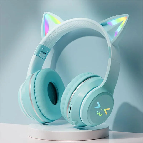 EOENKK RGB Cat Ear Wireless Headset — Bluetooth 5.3, 40mm Drivers, Memory Foam, Voice Assistant