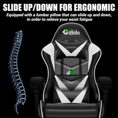 Racing Style Gaming Chair with Vibrating Lumbar Massager, Neck Pillow & Footrest