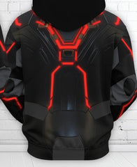 Halloween Costume Cyberpunk Style TRON Ares Red Circuit Hoodie