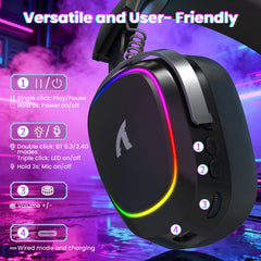Attack Shark G800 Wireless Gaming Headset — 4-in-1 Multi-Connect, 7.1 Surround, 50mm Drivers, RGB