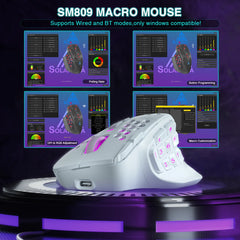 SOLAKAKA SM809 Pro Tri-Mode MMO Gaming Mouse — PAW3311, 16 Buttons, 350H Battery