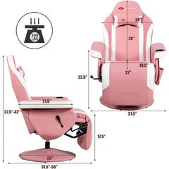 YTYIN Gaming Recliner with 8-Mode Massage, Cup Holder, Side Pouch & 360° Swivel