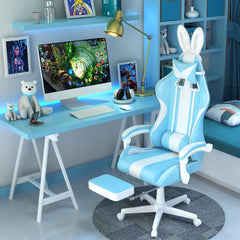 Bunny Ear Gaming Chair with Massage Lumbar, Footrest & Linkage Armrests