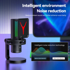 Gaming Microphone Condenser Mic PC Laptop Computer Mike RGB Studio